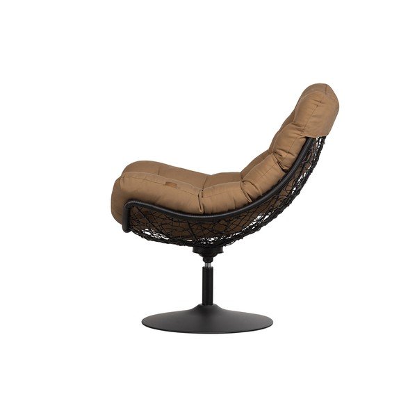 Brązowy ogrodowy fotel obrotowy ze splotem z rattanu WOOOD Vive-image-3