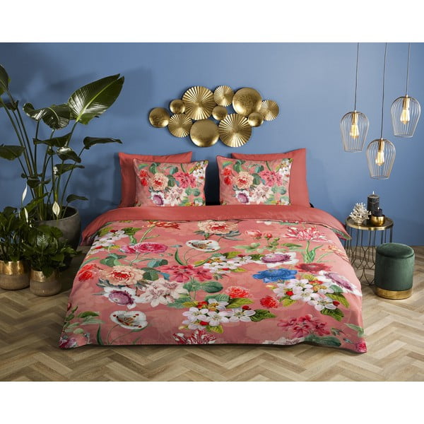 Pomarańczowa pościel dwuosobowa z satyny bawełnianej 240x220 cm Amalia – Descanso-image-1