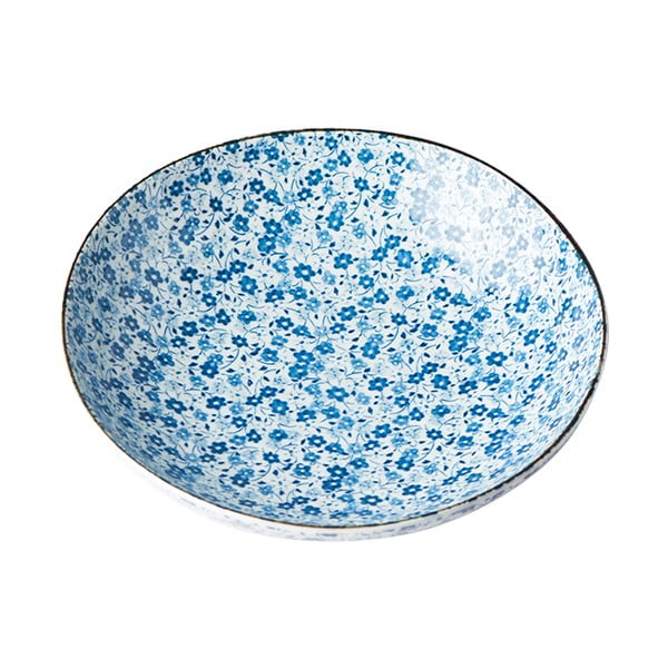 Niebiesko-biały głęboki talerz ceramiczny MIJ Daisy, 600 ml