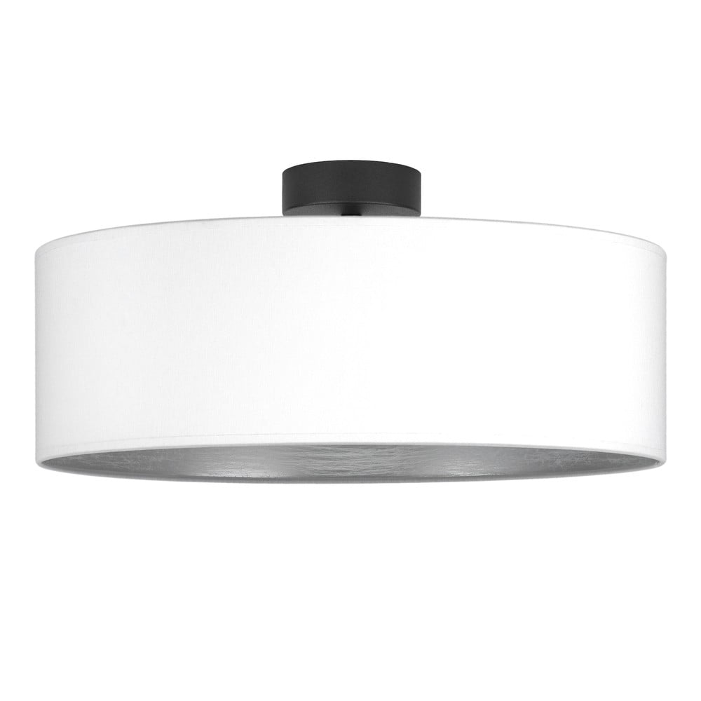 Biała lampa sufitowa z detalem w srebrnym kolorze Bulb Attack Tres XL, ⌀ 45 cm