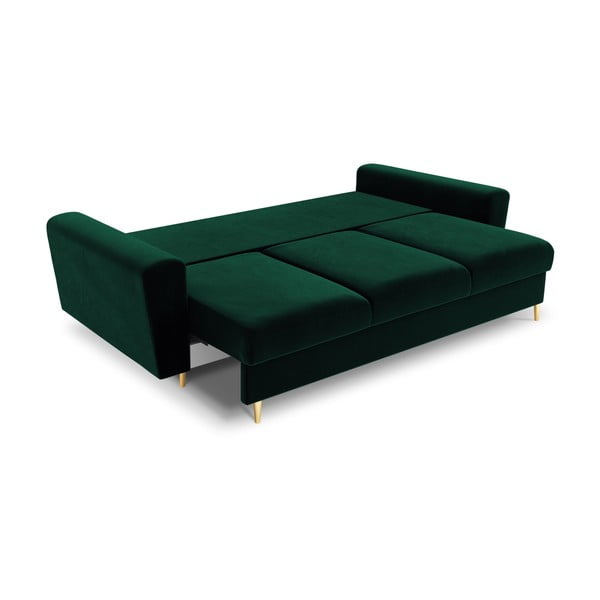 Zielona aksamitna rozkładana sofa ze schowkiem 235 cm Kyoto – Cosmopolitan Design-image-2