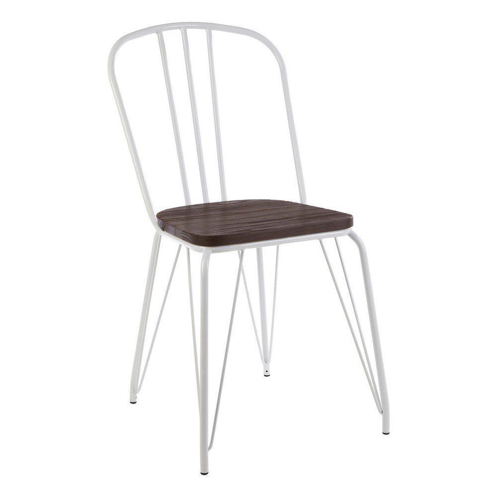 Białe/w naturalnym kolorze krzesło z litego drewna wiązu District – Premier Housewares