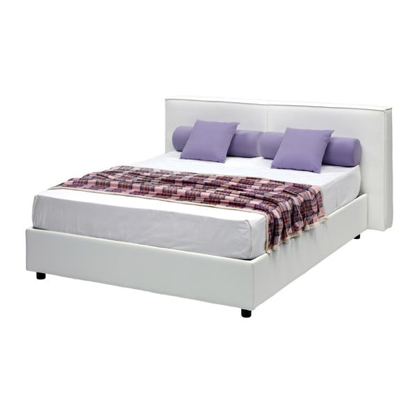 Białe łóżko dwuosobowe ze schowkiem 13Casa Melita, 160x190 cm