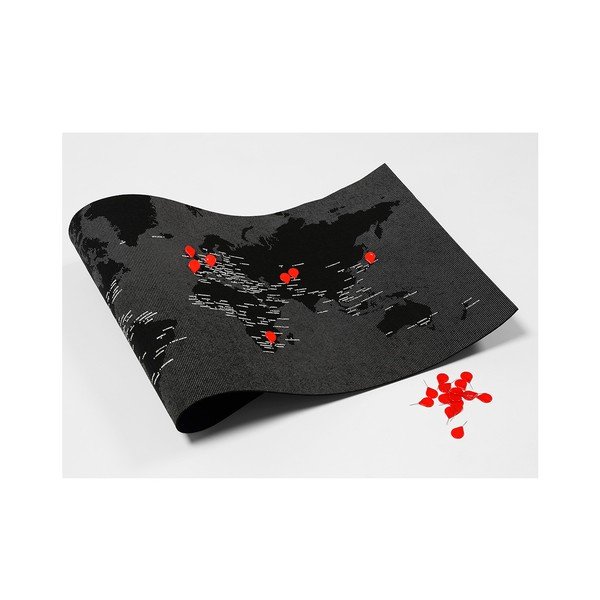 Czarna ścienna mapa świata Palomar Pin World Mini, 77x48 cm-image-2