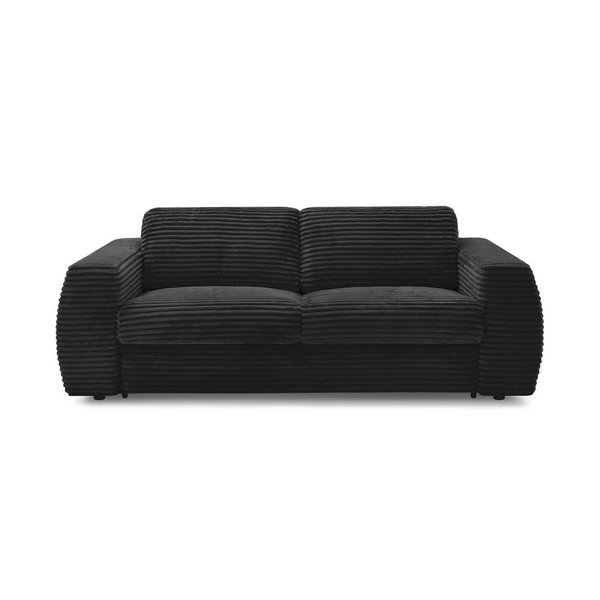 Czarna sztruksowa sofa do spania/rozkładana 240 cm Hugo – Bobochic Paris