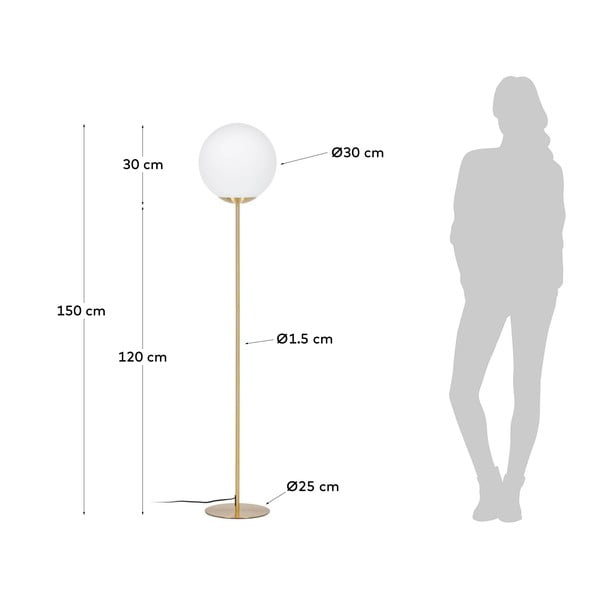 Lampa stojąca w kolorze złota ze szklanym kloszem (wys. 150 cm) Mahala – Kave Home-image-4