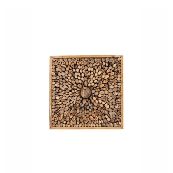 Dekoracja ścienna z drewna tekowego z recyklingu WOOX LIVING Queendom, 70x70 cm