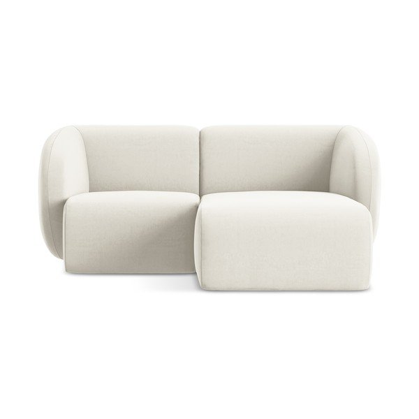 Beżowy aksamitny narożnik (prawostronny/z szezlongiem) Lani – Makamii