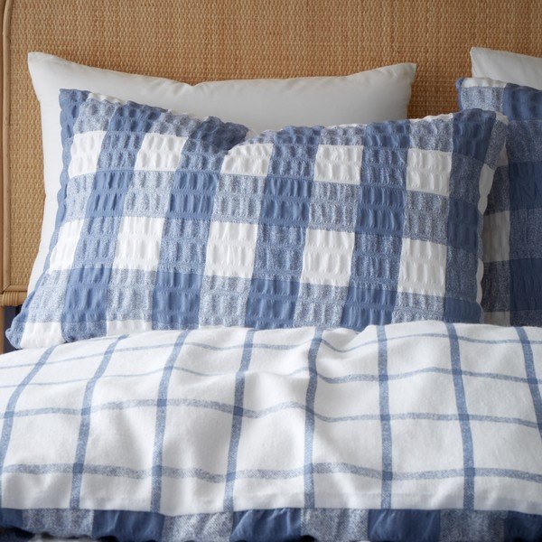 Niebieska flanelowa pościel dwuosobowa 200x200 cm Gingham Check – Catherine Lansfield-image-3