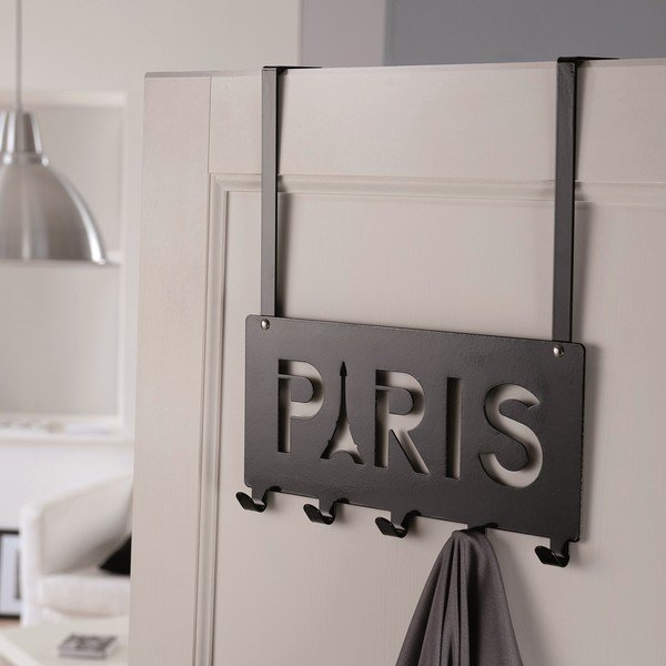 Czarny metalowy wieszak na drzwi 30 cm Paris – Compactor-image-1