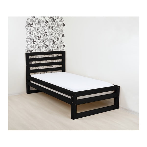 Czarne drewniane łóżko 1-osobowe Benlemi DeLuxe, 200x120 cm