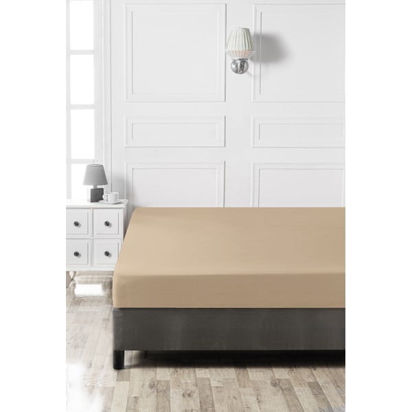 Beżowe bawełniane prześcieradło z gumką 140x200 cm – Mijolnir-image-2