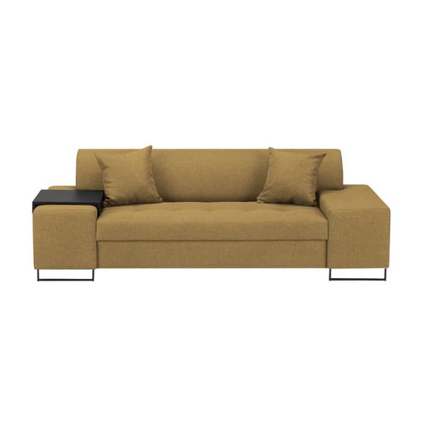 Miodowożółta sofa z czarnymi nóżkami Cosmopolitan Design Orlando, 220 cm