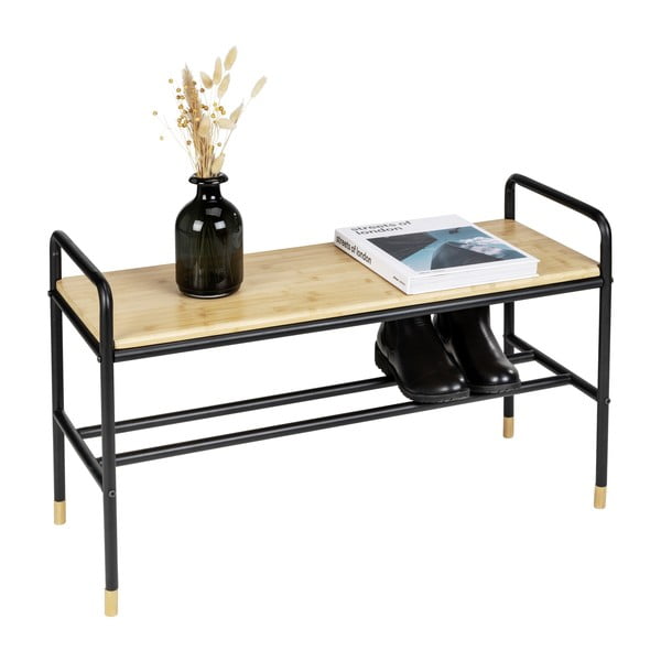 Czarno-naturalny metalowy regał na buty z siedziskiem Loft – Wenko-image-2