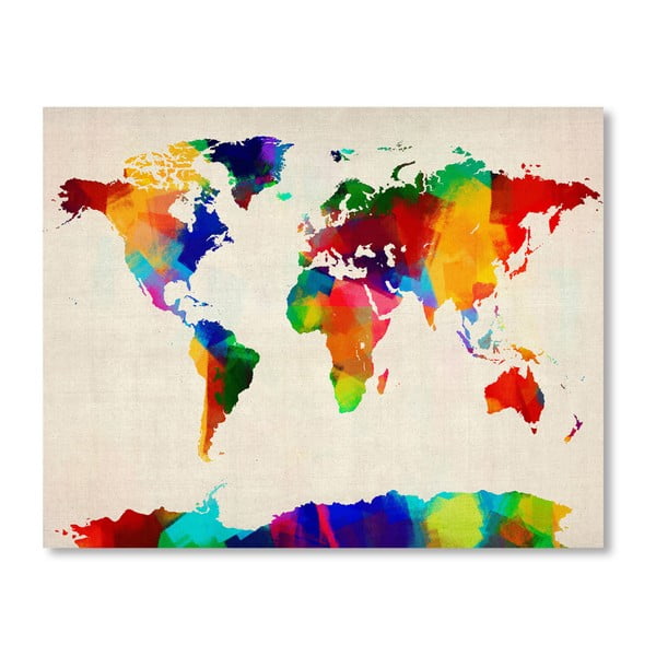 Plakat z kolorową mapą świata Americanflat Tones, 60x42 cm