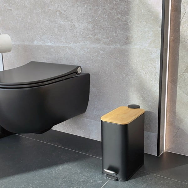 Stalowy kosz na śmieci z pedałem w kolorze matowej czerni 5 l   Erik – Spirella-image-1