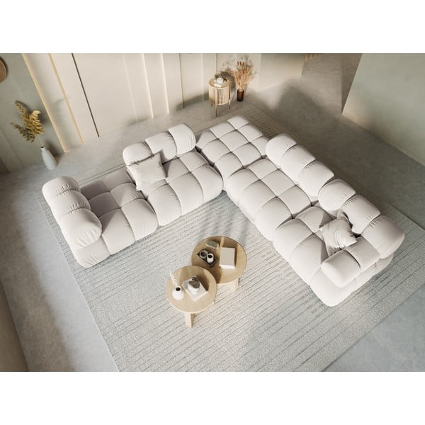 Beżowy aksamitny moduł sofy (moduł środkowy) Bellis – Micadoni -image-1