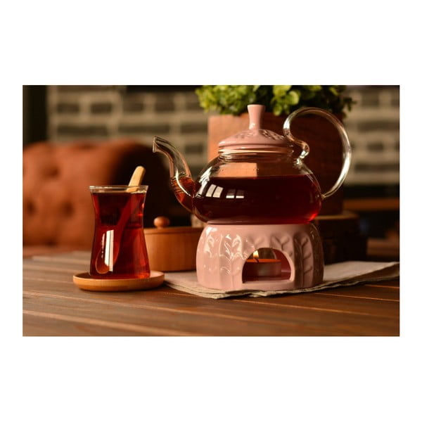 Szklany dzbanek do herbaty z podgrzewaczem Tasev, 600 ml-image-1