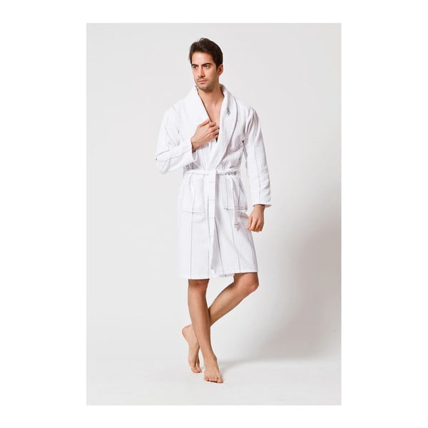 Biały szlafrok męski US Carper Grey, S/M-image-1