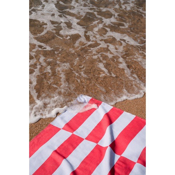 Czerwony/jasnoniebieski bawełniany ręcznik plażowy 100x160 cm Su – noo.ma-image-2