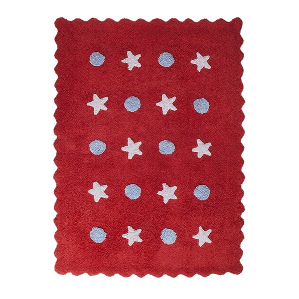 Czerwony dywan bawełniany Happy Decor Kids Little Waves, 160x120 cm
