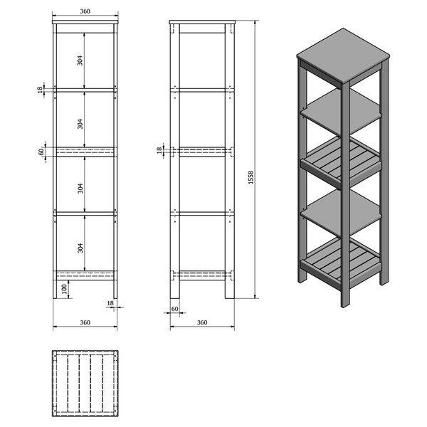 Biały regał łazienkowy 36x156 cm Etide – Sapho-image-3