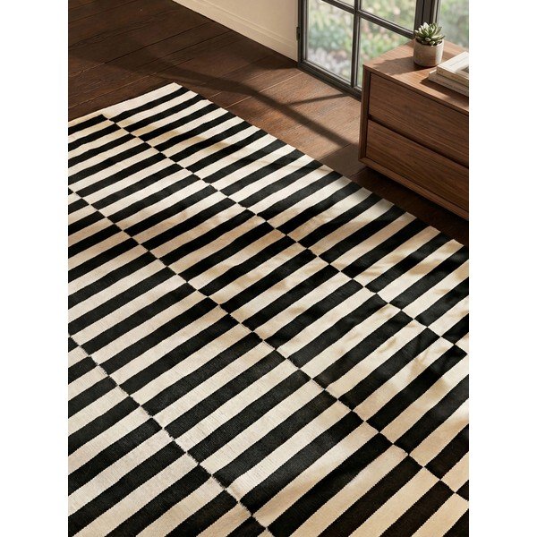 Czarno-biały wełniany dywan dwustronny tkany ręcznie 200x300 cm Donna – Hanse Home-image-3