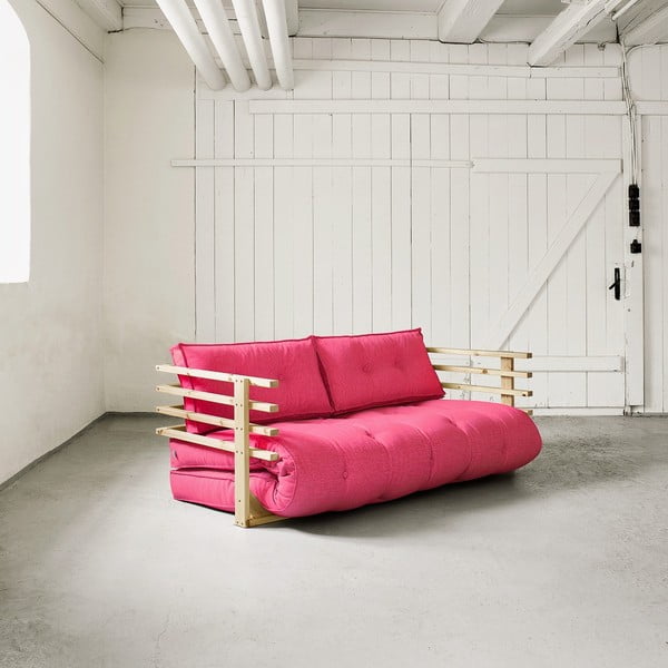 Sofa rozkładana 2-osobowa Karup Funk Natural/Magenta