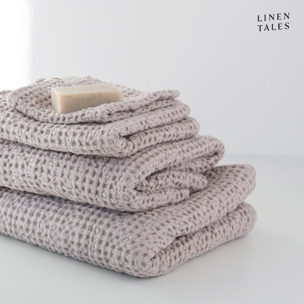 Jasnoróżowe ręczniki zestaw 3 szt. Honeycomb – Linen Tales
