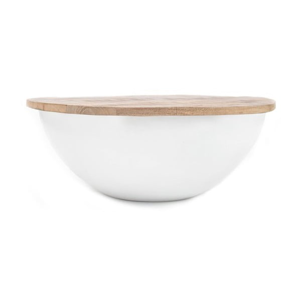 Biały stolik z blatem z drewna mangowca LABEL51 Tagari, Ø 91 cm