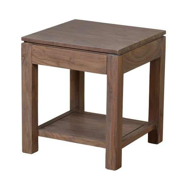Stolik z szarego litego drewna akacjowego z szufladą Woodjam Zara