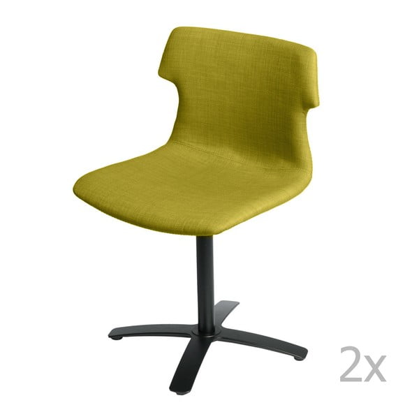 Zestaw 2 oliwkowych tapicerowanych krzeseł D2 Techno One