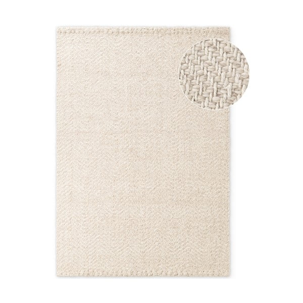 Kremowy dywan z mieszanki wełny tkany ręcznie 80x150 cm Majoli – Elle Decoration