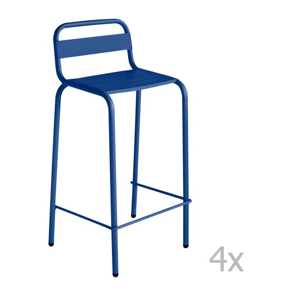 Zestaw 4 niebieskich krzeseł barowych Isimar Barcelonita
