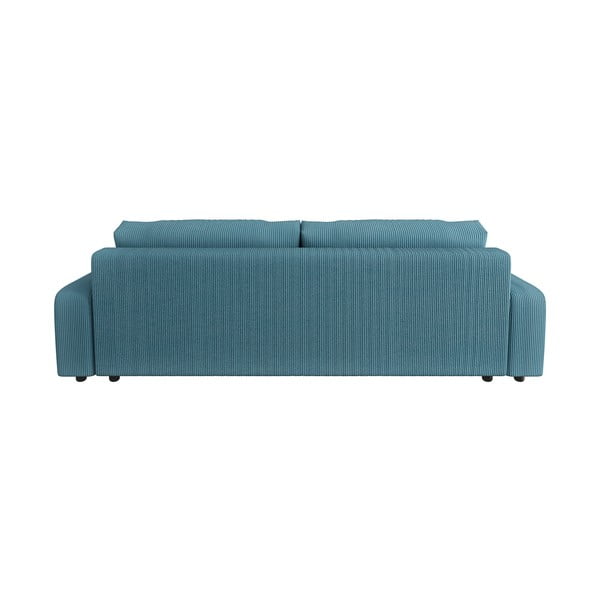 Turkusowa sztruksowa rozkładana sofa ze schowkiem 234 cm Sara – Ropez-image-2