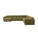 Zielona sztruksowa sofa modułowa w kształcie litery "U" Scandic Sting, lewostronna
