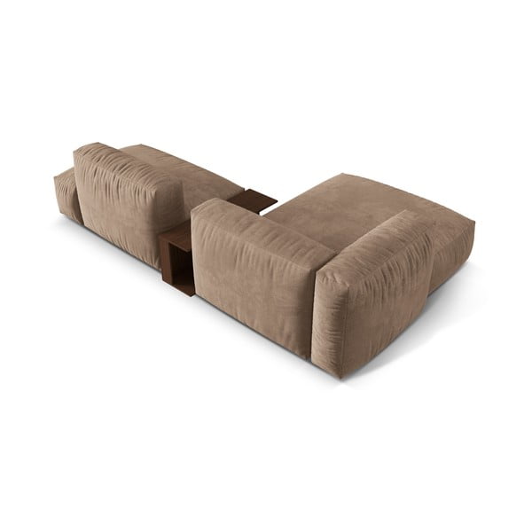 Jasnobrązowy aksamitny narożnik modułowy (lewostronny/z szezlongiem) Martina – Micadoni -image-3