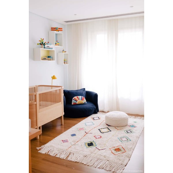 Kremowy bawełniany dywan tkany ręcznie odpowiedni do prania 140x200 cm Kaarol – Lorena Canals-image-1