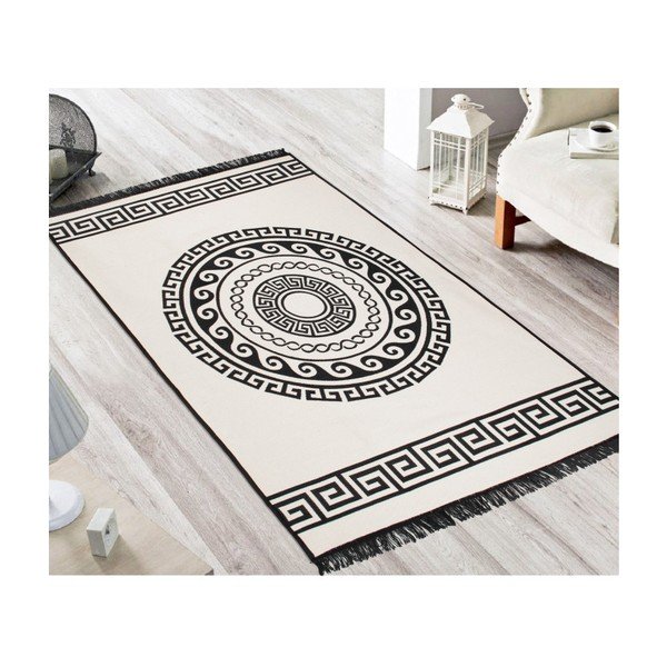 Beżowo-czarny dywan dwustronny Mandala, 120x180 cm-image-2