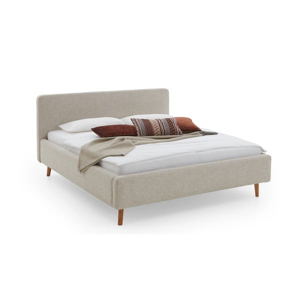 Beżowe tapicerowane łóżko dwuosobowe ze schowkiem ze stelażem 160x200 cm Mattis – Meise Möbel-image-4