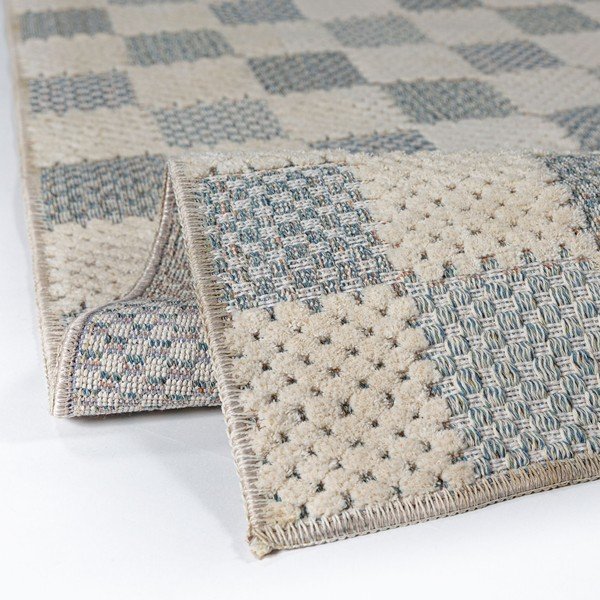 Niebieski chodnik z mieszanki bawełny odpowiedni do prania 80x230 cm Muted Checkerboard – Flair Rugs-image-2