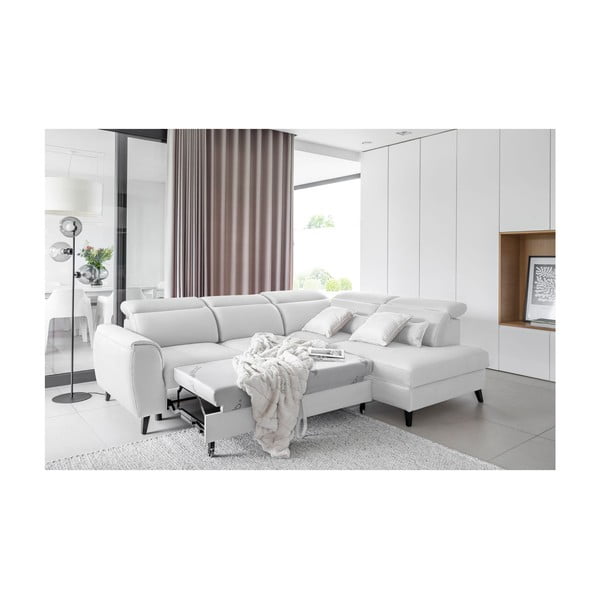 Biały aksamitny rozkładany/ze schowkiem narożnik (prawostronny/w kształcie litery L) Noble – ELTAP-image-4