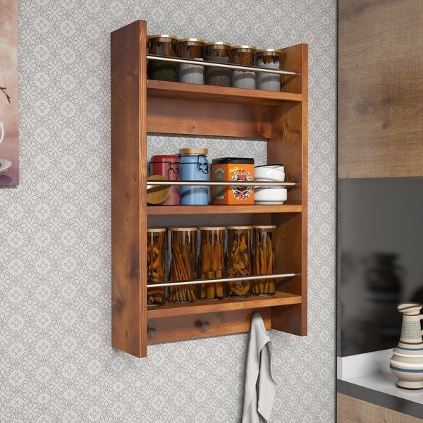 Drewniana półka kuchenna Selo Walnut-image-1