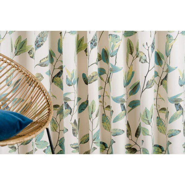 Zielona/kremowa zasłona na haczyki 210x260 cm Maui – Mendola Fabrics-image-1