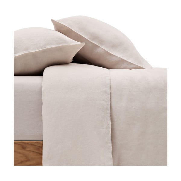 Szarobeżowa pościel jednoosobowa z mieszanki lnu 150x220 cm Simmel – Kave Home-image-2