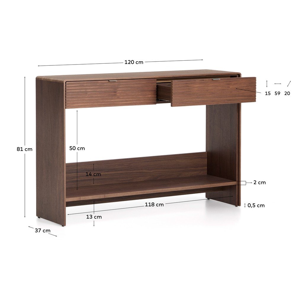 Komoda w dekorze orzecha w ciemnym naturalnym kolorze 120x81x35 cm Norlen – Kave Home (zdjęcie 8)