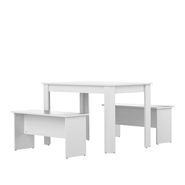 Biały stół z 2 ławkami TemaHome Nice