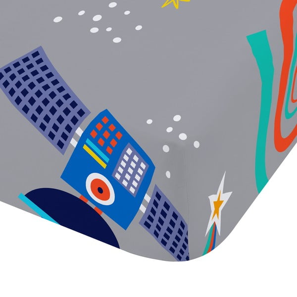 Szare prześcieradło dziecięce do łóżeczka z gumką 70x140 cm Lost In Space – Catherine Lansfield