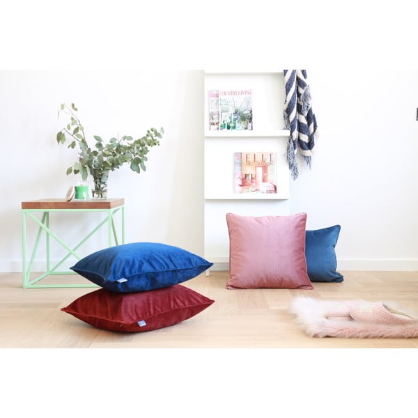 Niebieska aksamitna poszewka na poduszkę WeLoveBeds Jeans, 50x50 cm-image-1