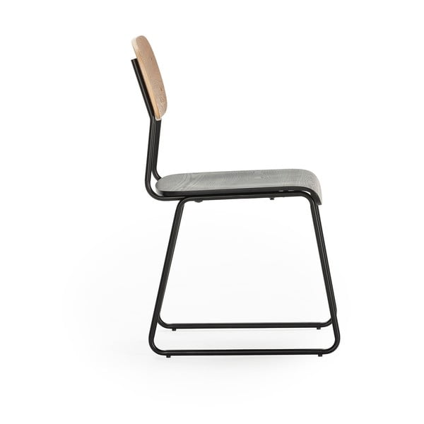 Czarno-naturalne krzesła w dekorze jesionu zestaw 2 szt. Aira – Marckeric-image-3